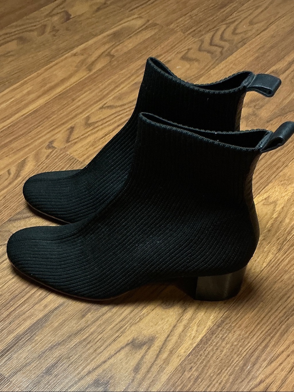Everlane Black Ribbed Knit Ankle Booties
